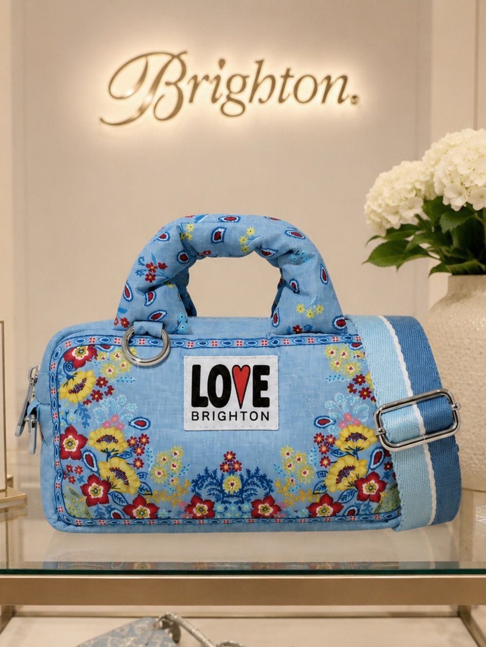 Brighton Love Brighton Blue Floral Crossbody Bag, NWOT